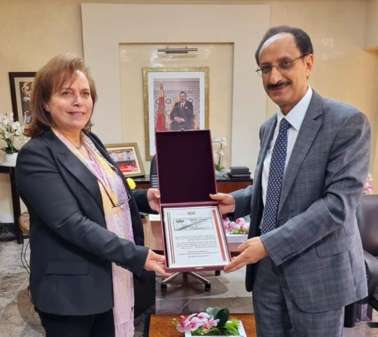 السيدة الوزيرة عواطف حيار تستقبل سفير اليمن في الرباط‎‎