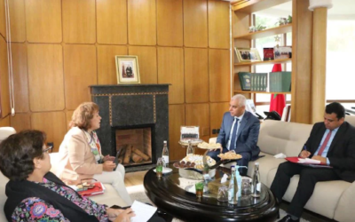 السيدة عواطف حيار تعقد لقاء عمل مع السيد خالد آيت الطالب وزير الصحة والحماية الاجتماعية